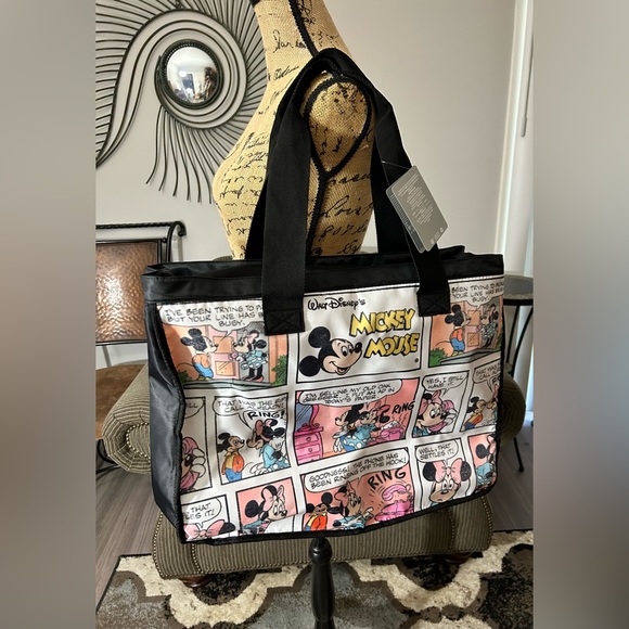 Disney Store Mickey Mouse Comic Strip Screen Art Oversize Tote Minnie Mouse NWT - Picture 4 of 10